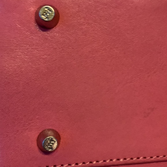 Monsac Original vintage pink 2 handle zip footed leather mini satchel bag EUC - Picture 8 of 15